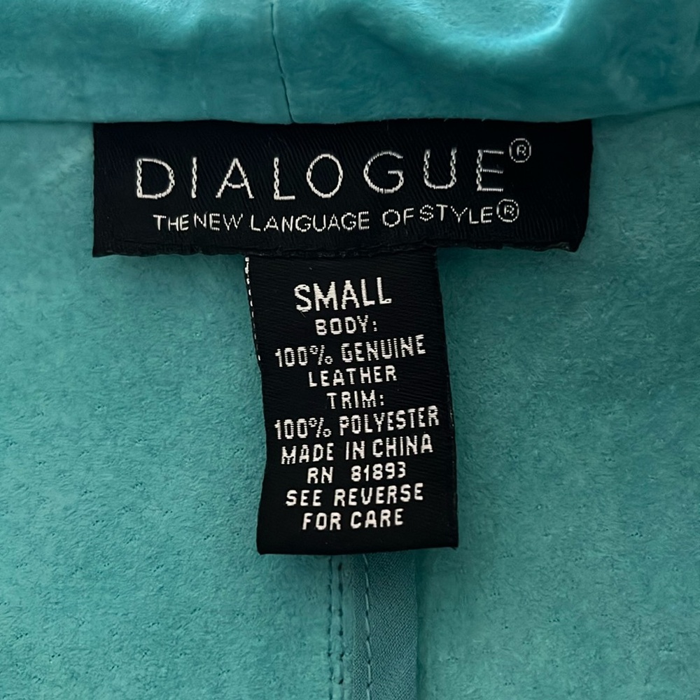 Dialogue Turquoise Ruffle Leather Jacket - Picture 3 of 12